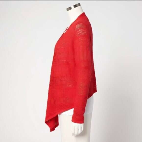 NWT Joan Rivers Open-Front Crochet Cardigan Red Sweater L - Picture 4 of 15